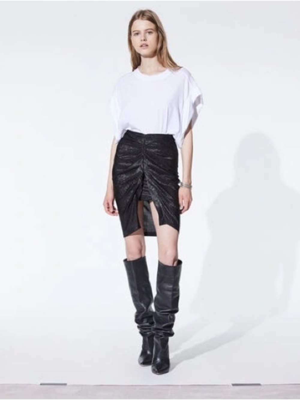 IRO TIRDA METALLIC BLACK SKIRT 36